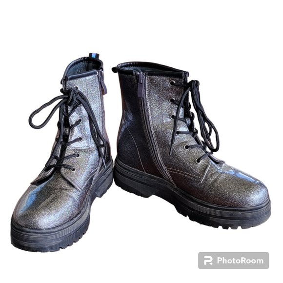 Patrizia Poweress Chunky Platform Gunmetal Metallic Combat Boots EU 36/US 6 - Picture 2 of 11